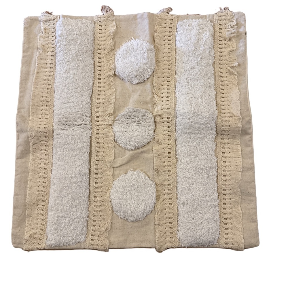 Beige and White Textured pillows cover